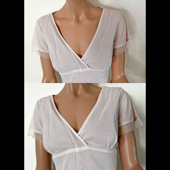 sweet little cream v-neck date dress mini cotton 2 - Picture 3 of 10